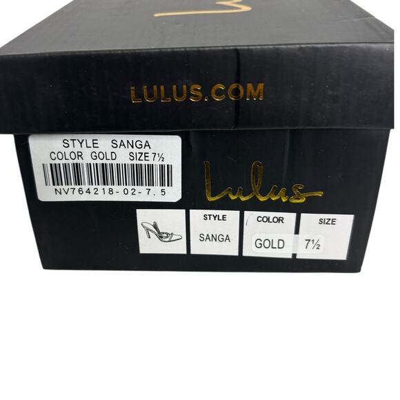 Lulus Sanga Gold Metallic Strappy Stiletto Heel Sandals NEW Size 7.5 - Picture 3 of 10